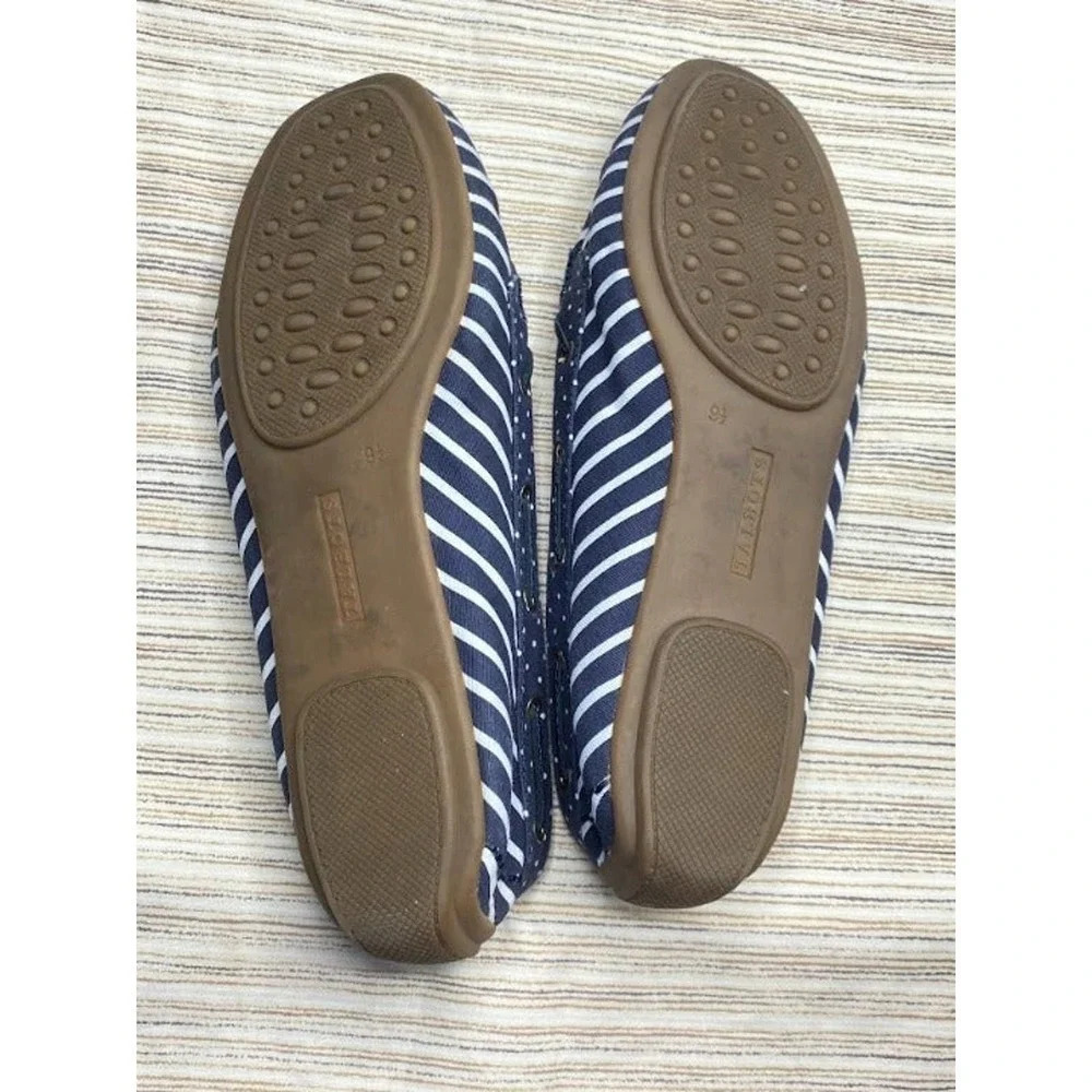 Talbots Moccasins Stripe Dots Walking  Casual Slip-Ons Blue/White US Size 9.5 - Picture 4 of 6